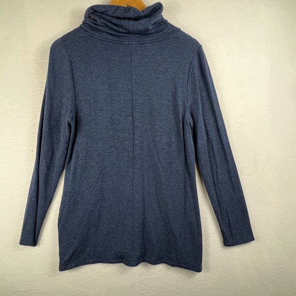 Chicos Womens Blue Heather Long Sleeve Sweater Size 0 Cowl Neck Pullover - Picture 2 of 14